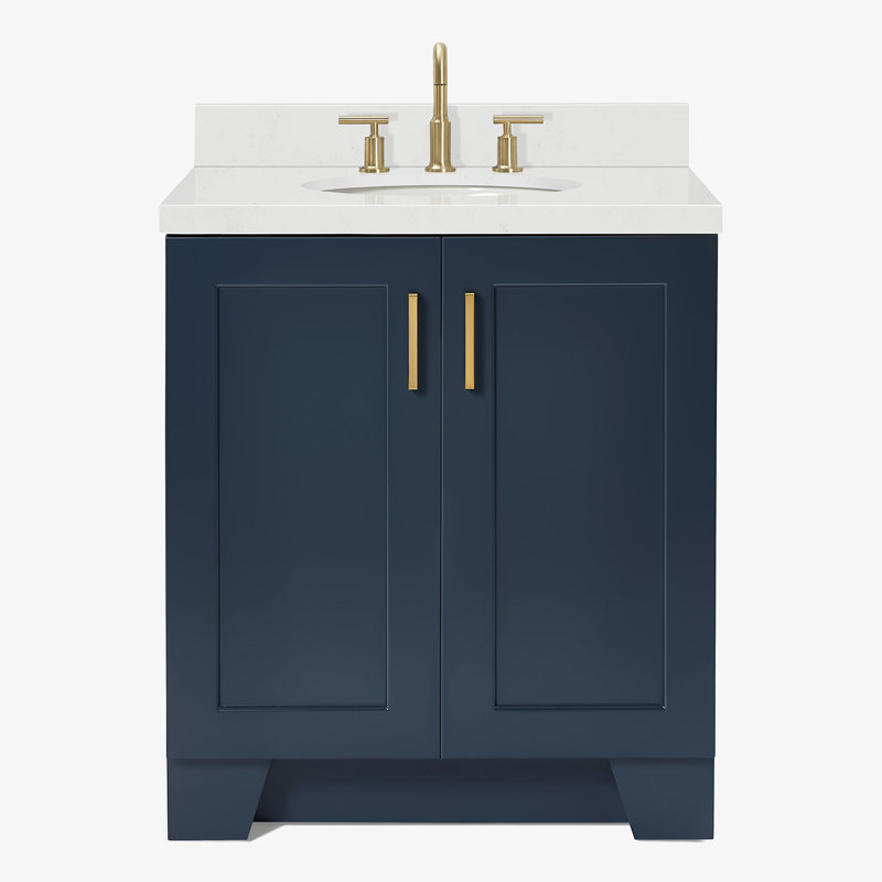 31 IN.  Single Bathroom Vanity, Rectangle, Midnight Blue, Carrara Quartz