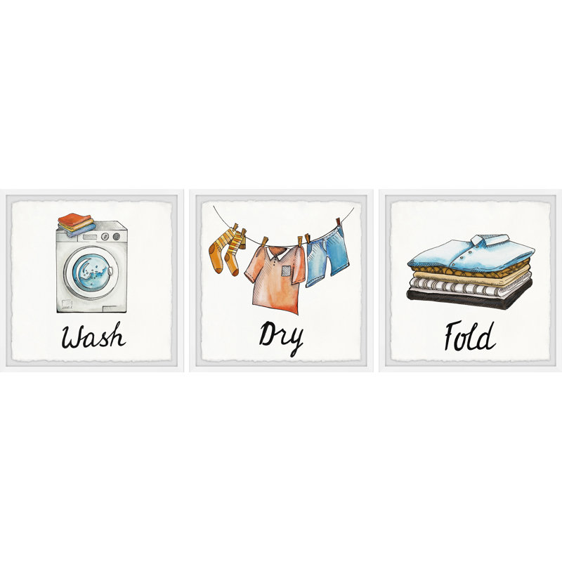 Bakken Stretched Clothesline by Marmont Hill - 3 Piece Single Picture Frame Panoramic Painting, 81cm H x 81cm W