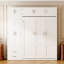 Grand lit escamotable mural avec armoire supérieure, tablettes et garde-robe, lit pliable peu encombrant-572779980