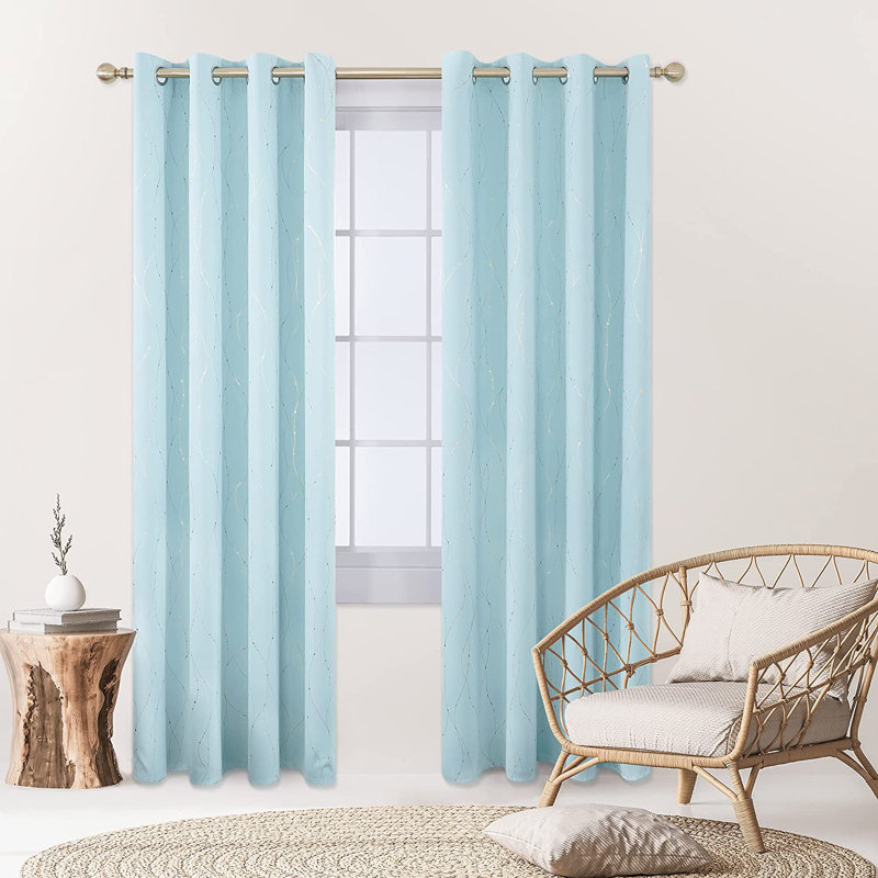 Kellea Room Darkening Curtain Pair, 52" W x 54" L, Sky Blue