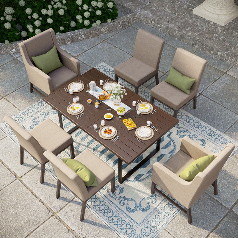 Maddlynn 6 - Person Patio Dining Set with Rectangular Table , Cushions Included