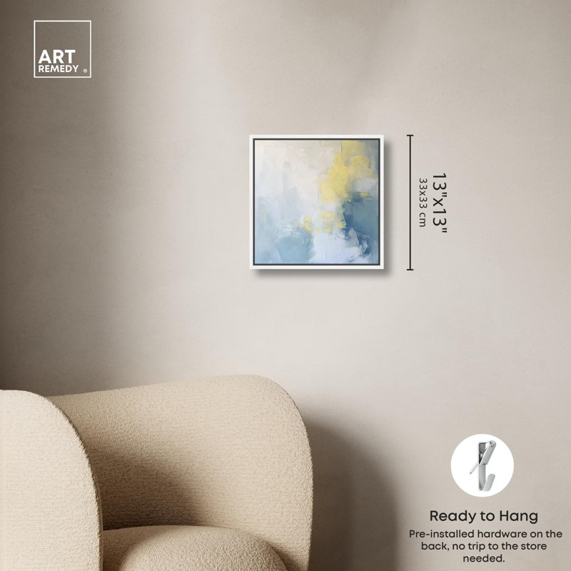 «Earth and Ether» par Minimal Art abstrait, H 13 po x l 13 po x P 1,8 po, Cadre flottant blanc