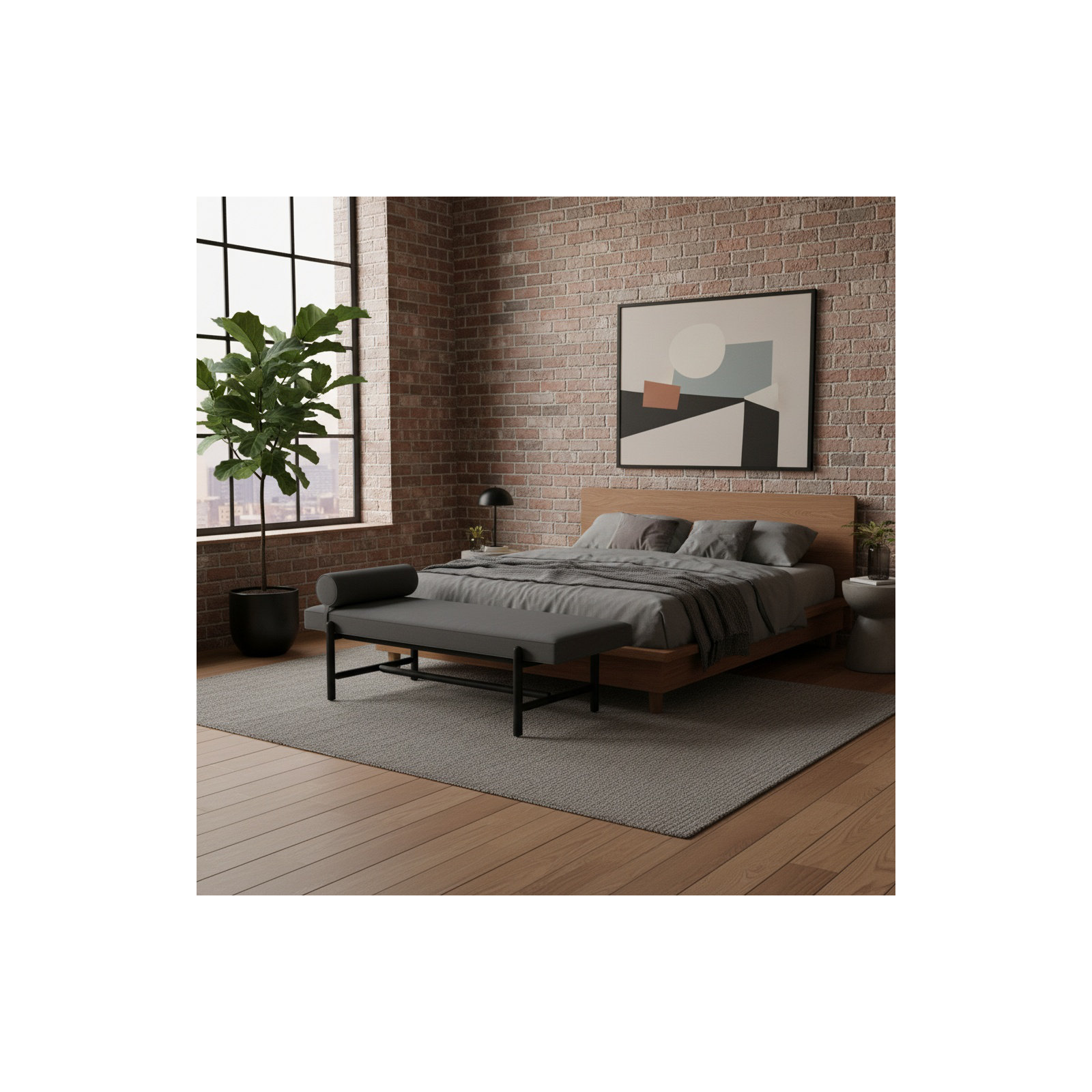 Cellire Bench, Charcoal, Black