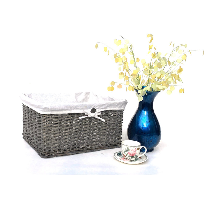 Brambly Cottage Wicker Decorative Basket, Grey, 12cm H x 32cm W x 22cm D
