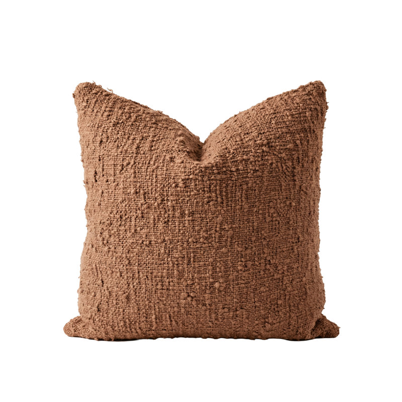 Navy Blue Cozy Boucle Cotton Pillow 20x20 with Down Insert, Aqua, Square 20", Polyester