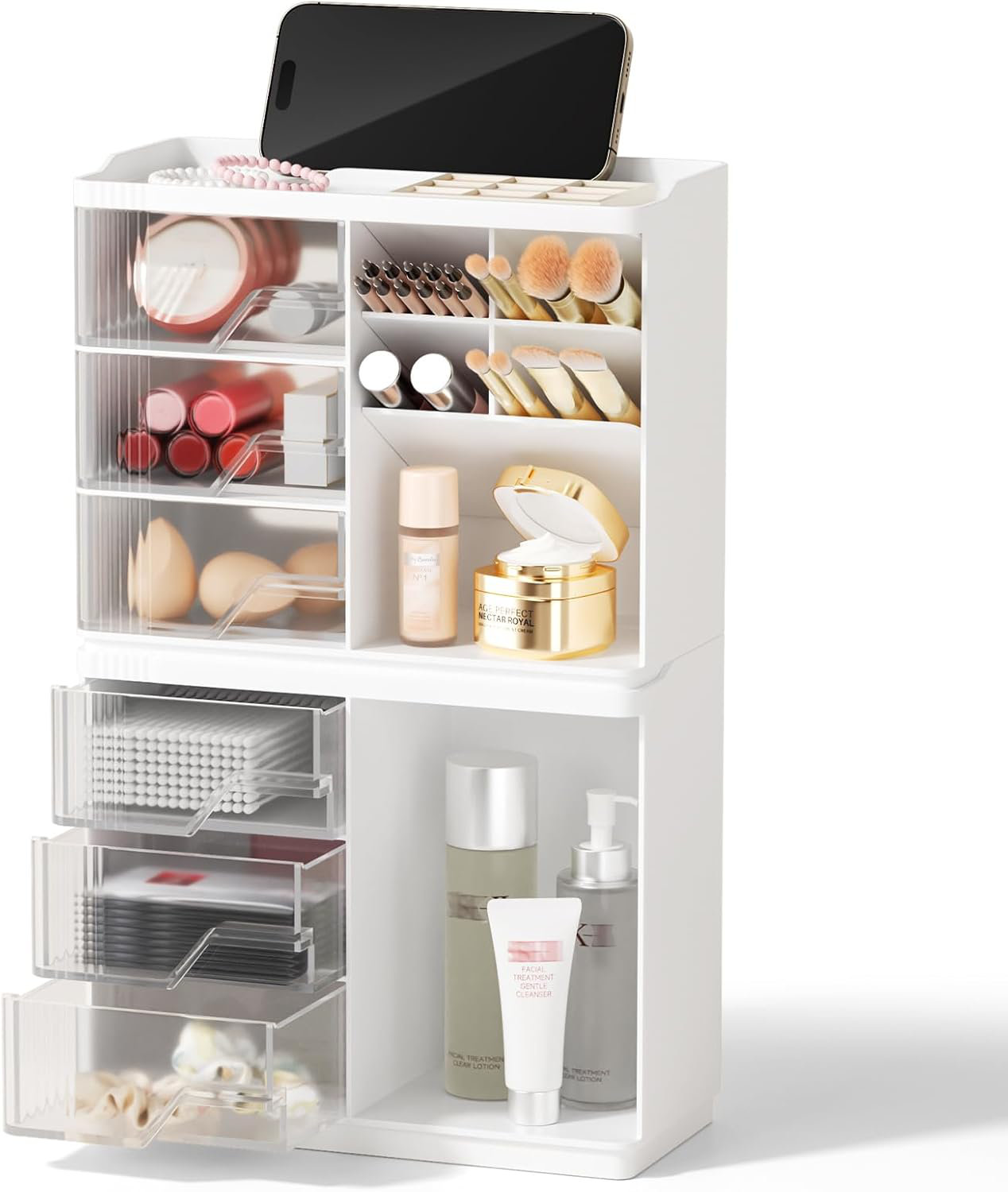 Inbox Zero Small Makeup Organizer With Drawers, Stackable Bathroom ...