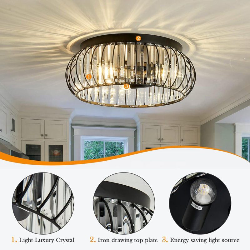 Lustre moderne en cristal, Noir mat