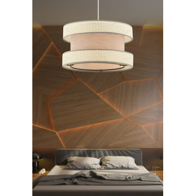 Lustre élégant en métal, finition blanche et beige, 25,6 po x 15,7 po | Certifié CE, douille E27 (60 W maximum) | Parfait pour la salle à manger, le salon et le vestibule, et pour un luminaire élégant et fonctionnel