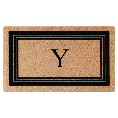 Monogrammed Triple Classic Border Natural Coir Door Mat with PVC Backing – Heavy-Duty, Anti-Shed & Easy to Clean