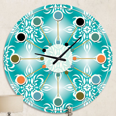 Motif rétro turquoise - horloge murale Mid-Century moderne