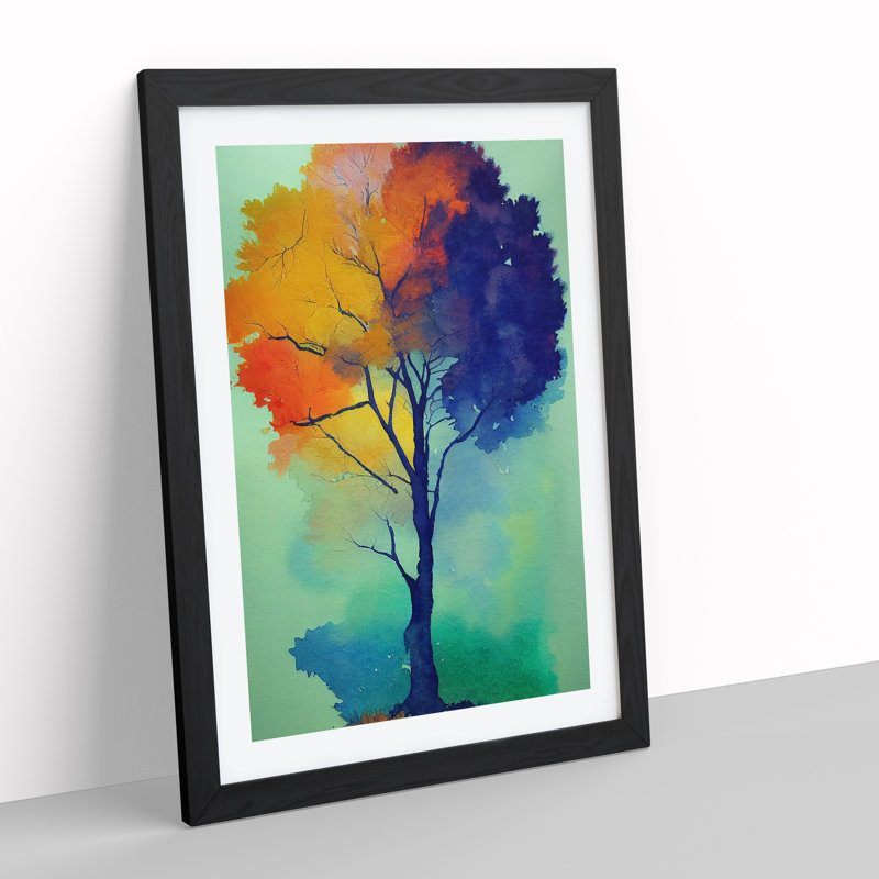 Lone Tree - Single Picture Frame Painting, 64cm H x 46cm W x 2cm D, Black