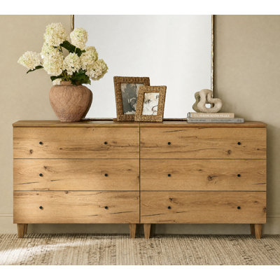 Commode 2-en-1 en bois avec 6 tiroirs Lysiane