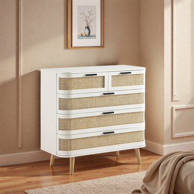 Armoire de rangement à cinq tiroirs en bois de frêne