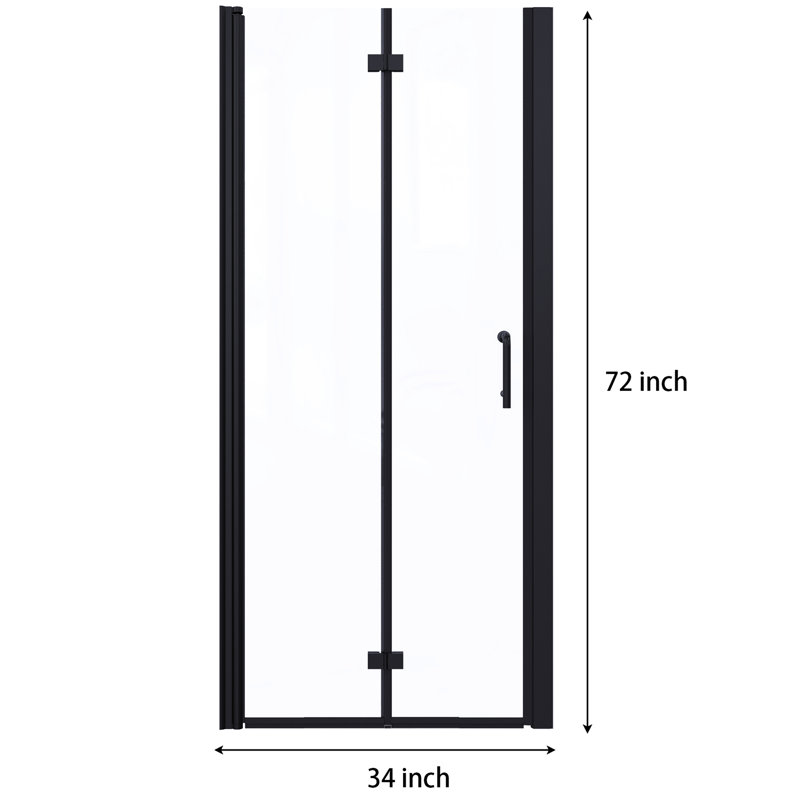 34 - 35-3/8 In. W X 72 H Semi- Bi Shower Doors In Matte Black, Clear Glass, Aluminium For Bathroom Decoration Black With Construction Durability And Style