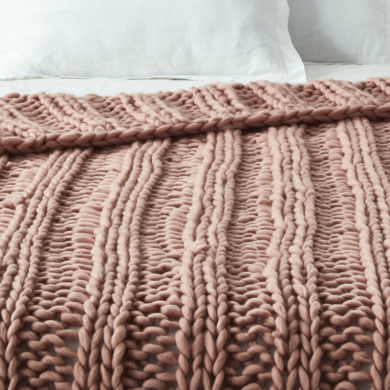 Jeté en tricot Cozy Tyme Keon, l 50 po x L 70 po, Rosé