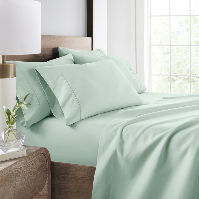 Ensemble de draps pour lit en microfibre brossée de 6 pièces Simply Soft, Menthe