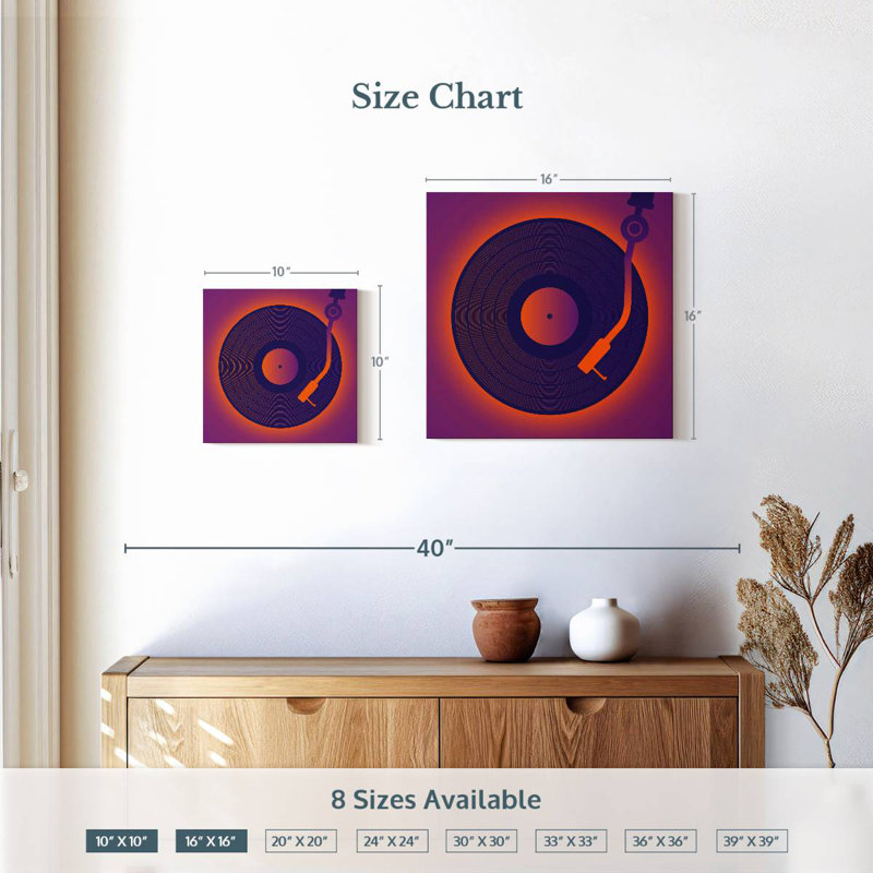 Abarca Glowing Vinyl Record, 16" H x 16" W