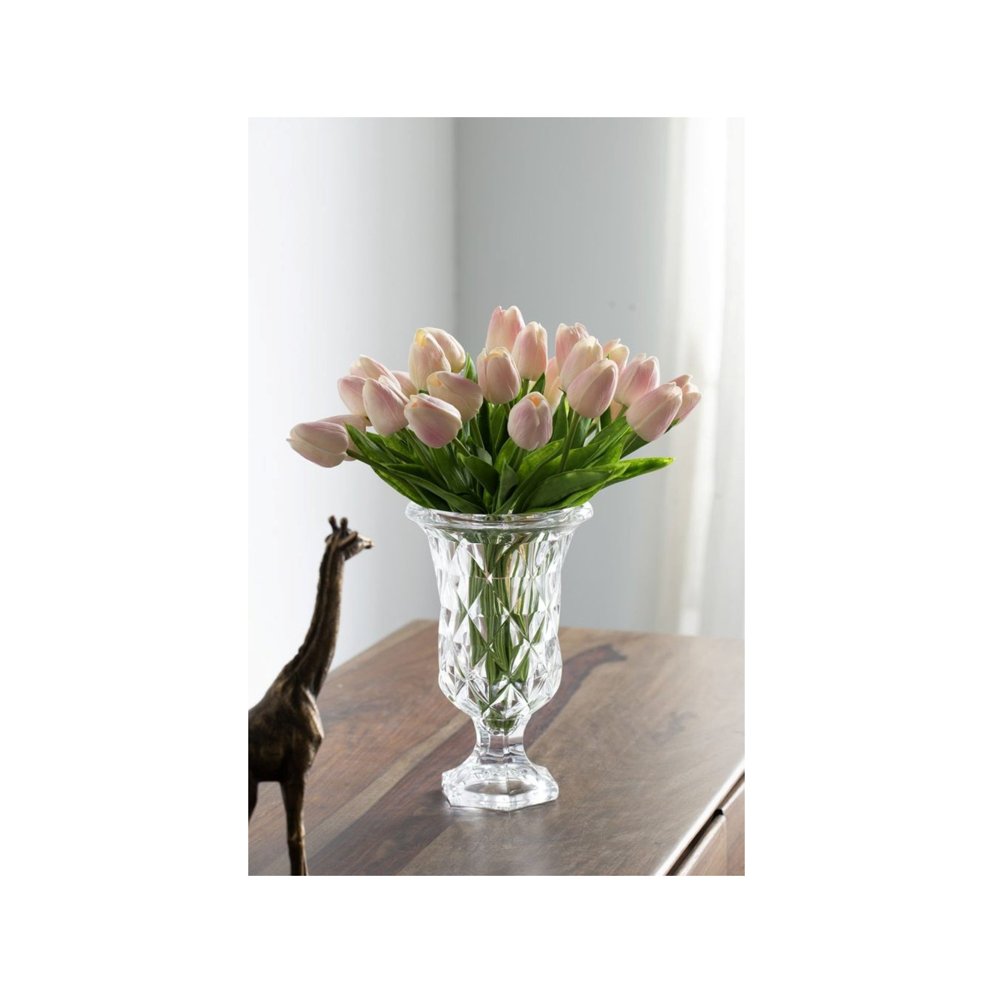 Faux Tulip Flower, Soft Pink, 13" H x 5.5" W x 5.5" D