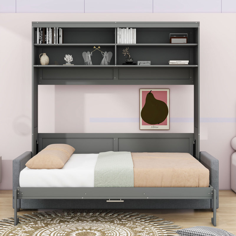 Dorae Queen Size Multifunctional Murphy Bed with Sofa - Space-Saving Design, Gray