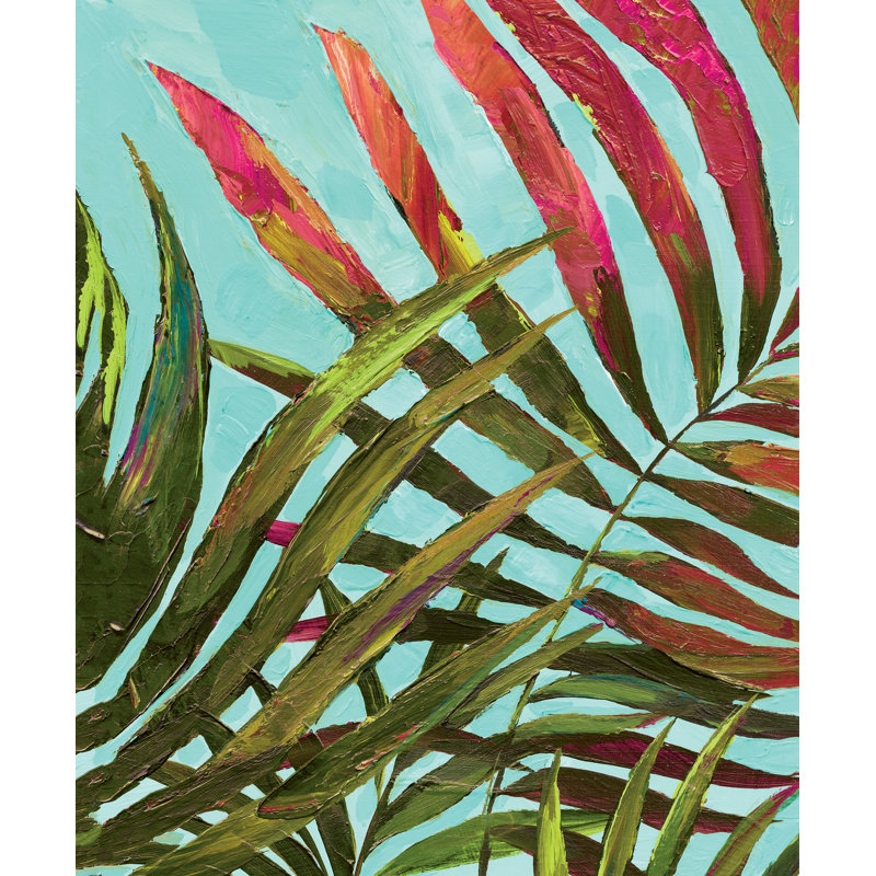 Palms Green and Pink - Painting Print, Wrapped Canvas, 30cm H x 20cm W