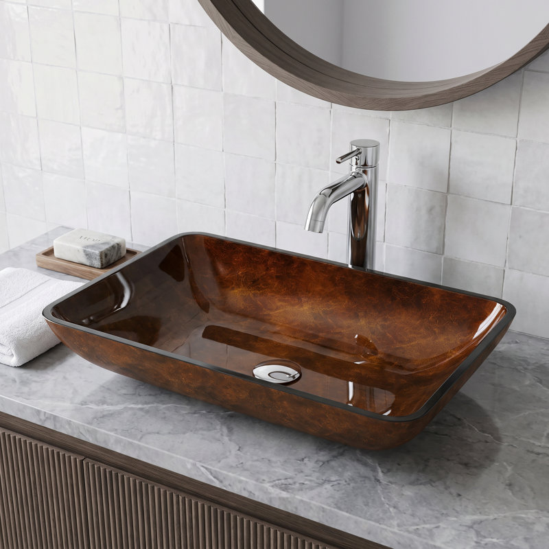 Lavabo de salle de bain rectangulaire Donatello, Brun chocolat riche
