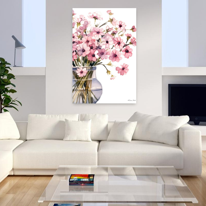 Ensemble de fleurs roses 1 délicat art floral contemporain, H 48 po x l 32 po