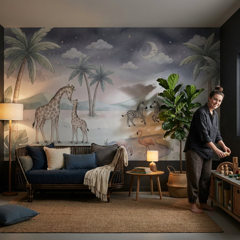 Papier peint fantaisiste papier peint fantaisiste tropical, Non-Woven Nonpasted, 140" x 108"