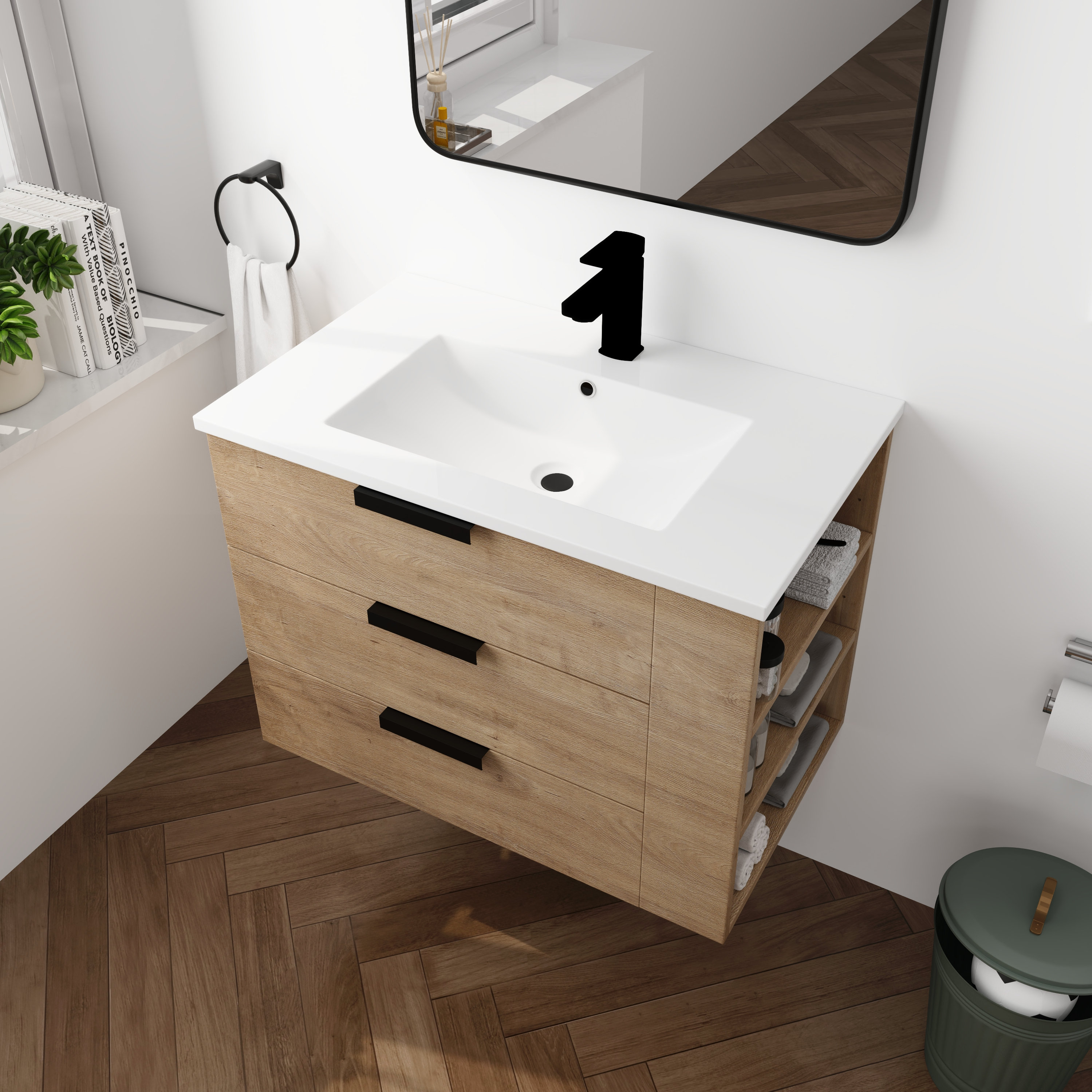 Latitude Run® Carlingford 30'' Wall Mounted Single Bathroom Vanity with ...