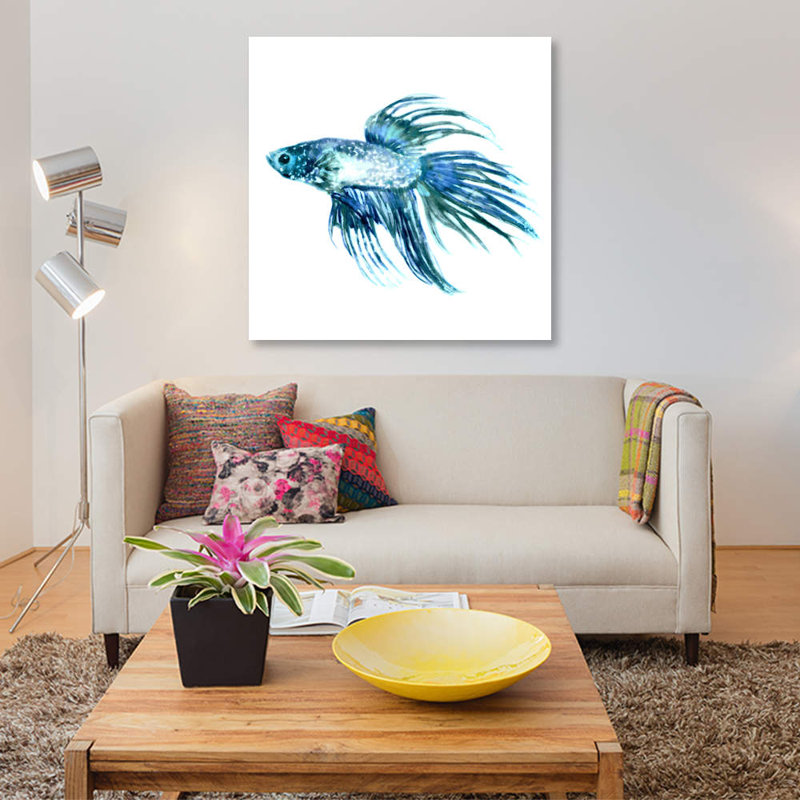 « fish iv », impression sur toile, H 48 po x l 48 po x P 1,5 po, Pas de tapis, Toile tendue