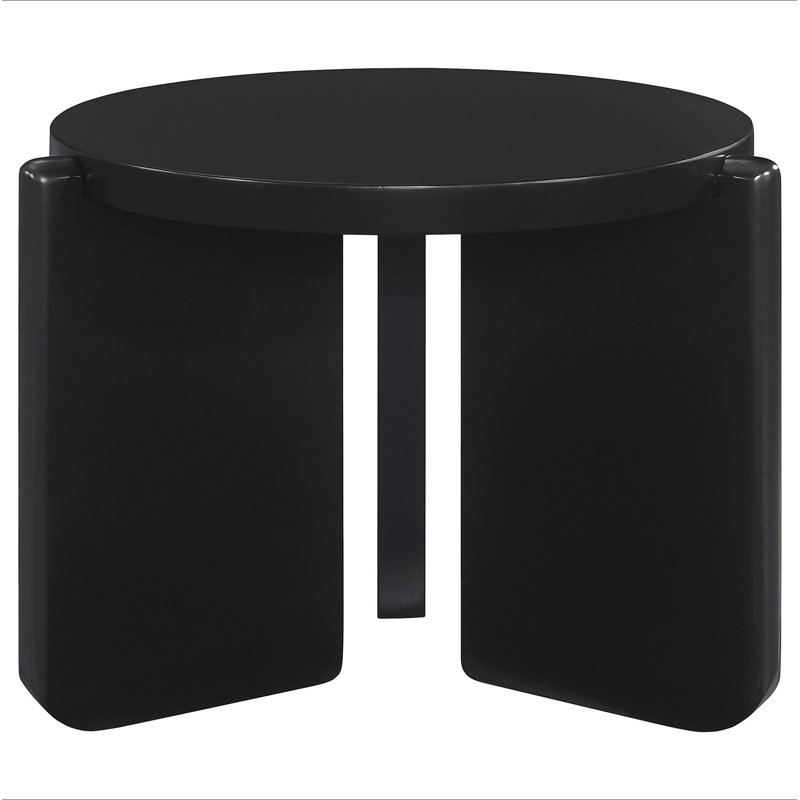 Harrison Black Round Solid Wood End Table