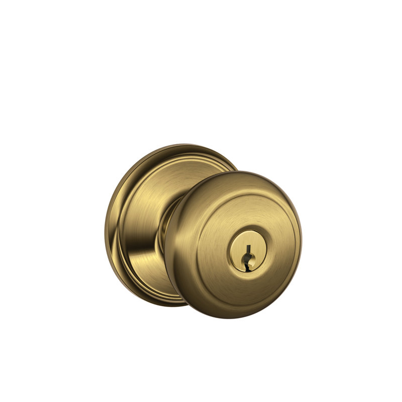 Andover Knob Single Cylinder Keyed Entry Storeroom Lock, Yes, Antique Nickel, Keyed Alike