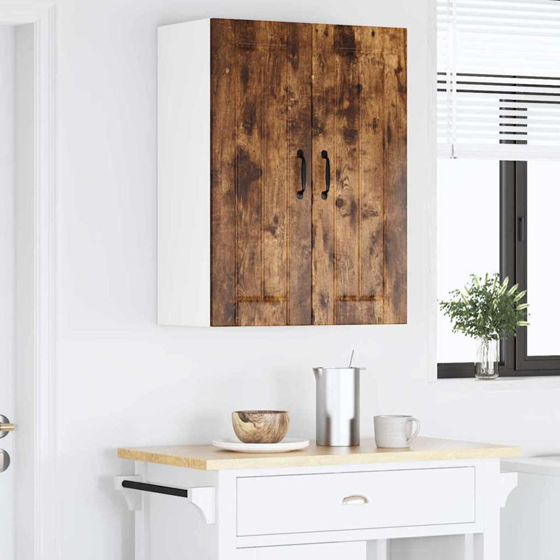Vidaxl Kitchen Cabinet With Shelf 2 Pcs Concrete Grey 30 X 31 X 80 Cm, Smoked Oak