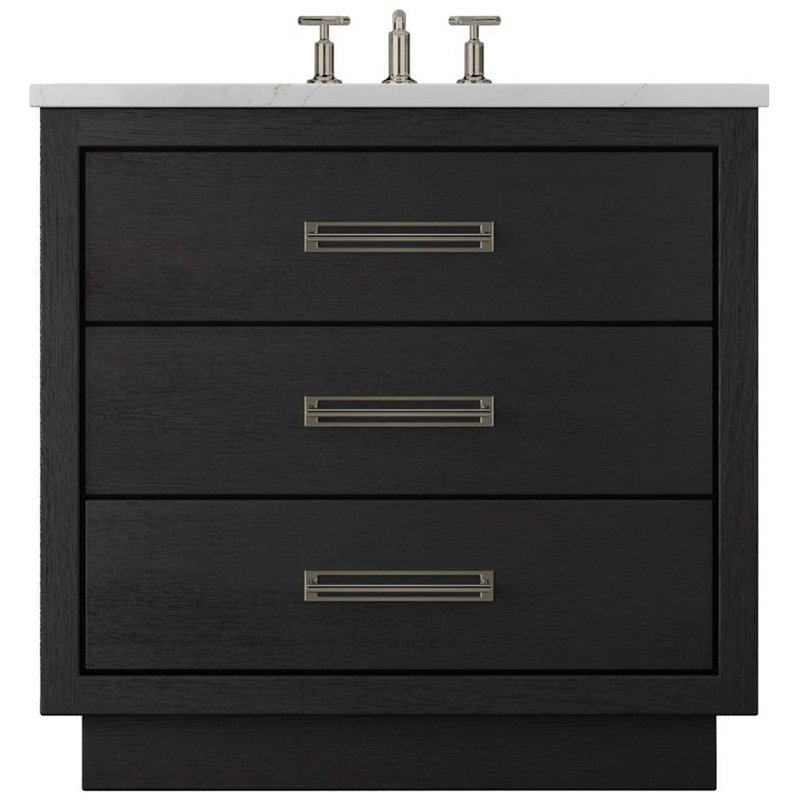 Avalon Three-Drawer Single Bath Vanity, 30", Classic Black, Satin Nickel