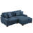 2 - Piece Upholstered Navy Corduroy Modular Sectional Sofa with Pillow Back and Solid Wood Legs-114543672