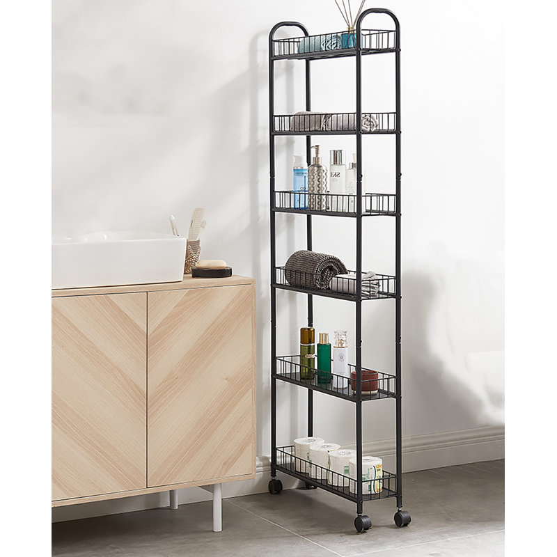 Quashon Metal Shelving Unit with Wheels, 61.22" H x 6.10" W x 22.83" D