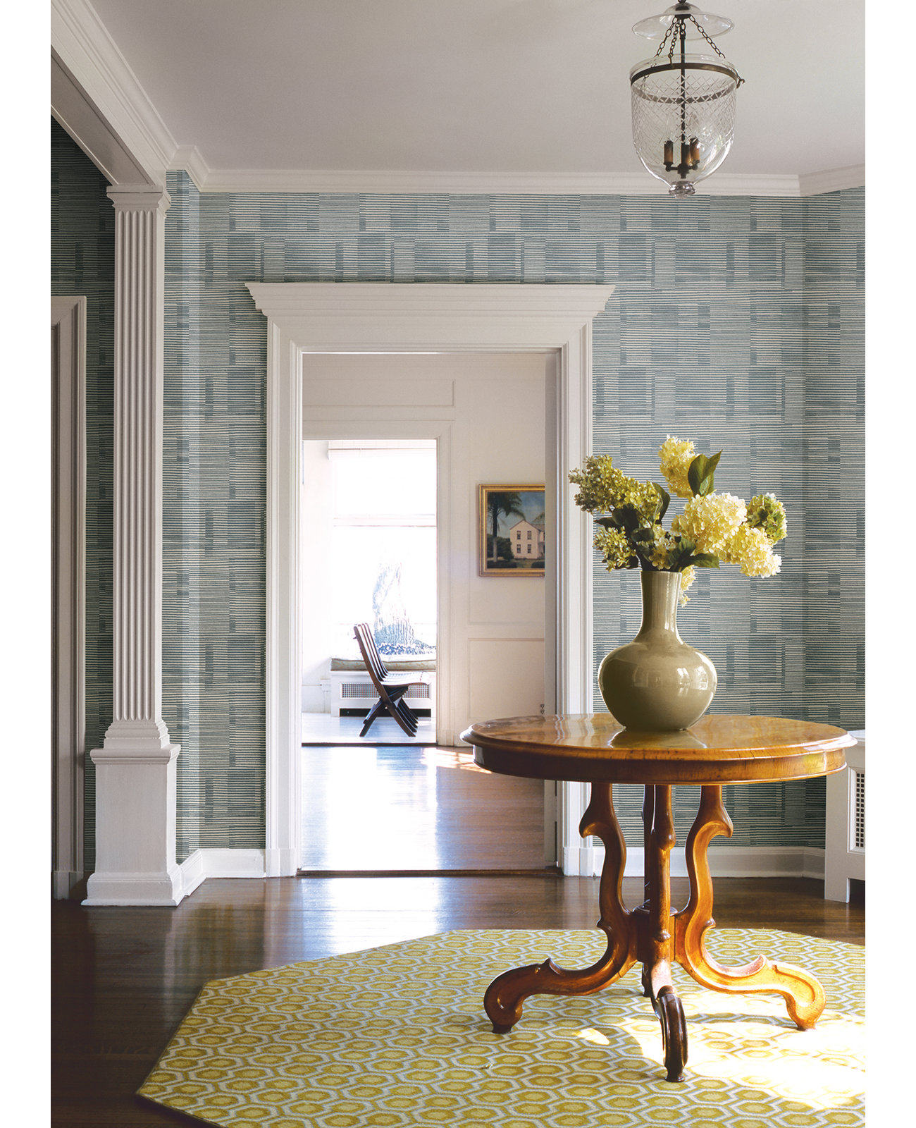 Eryn Striped Wallpaper, Denim