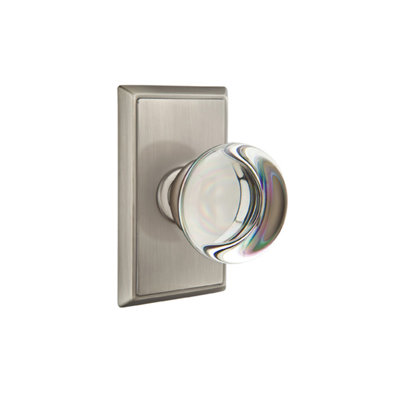 Ensemble de boutons d'intimité Emtek avec rosette rectangulaire et bouton en verre Providence