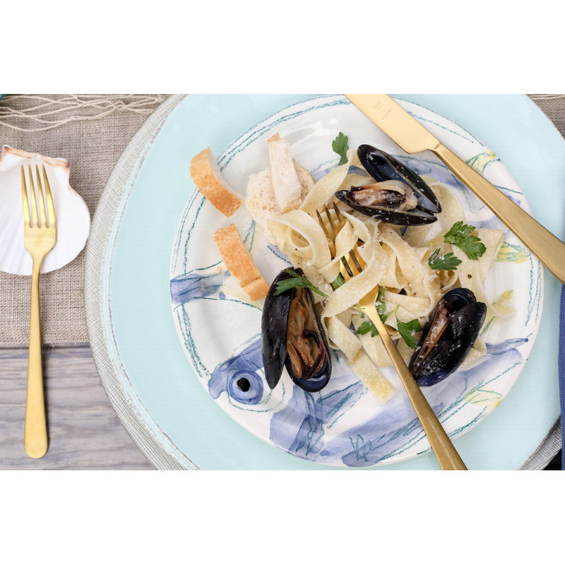 Lastra Handmade Stoneware Appetizer Plate, Aqua
