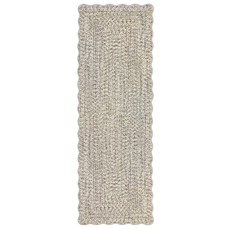 Farmhouse Scalloped Rug Washable Rug with Non Slip TRP Backing, Low Pile Non Shedding Rustic Carpet, Soft Thin Foldable Printed Mat for Living Room Bedroom