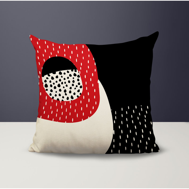 Coussin carré intérieur / extérieur pia, H 19 po x l 19 po, Rouge / noir / blanc cassé
