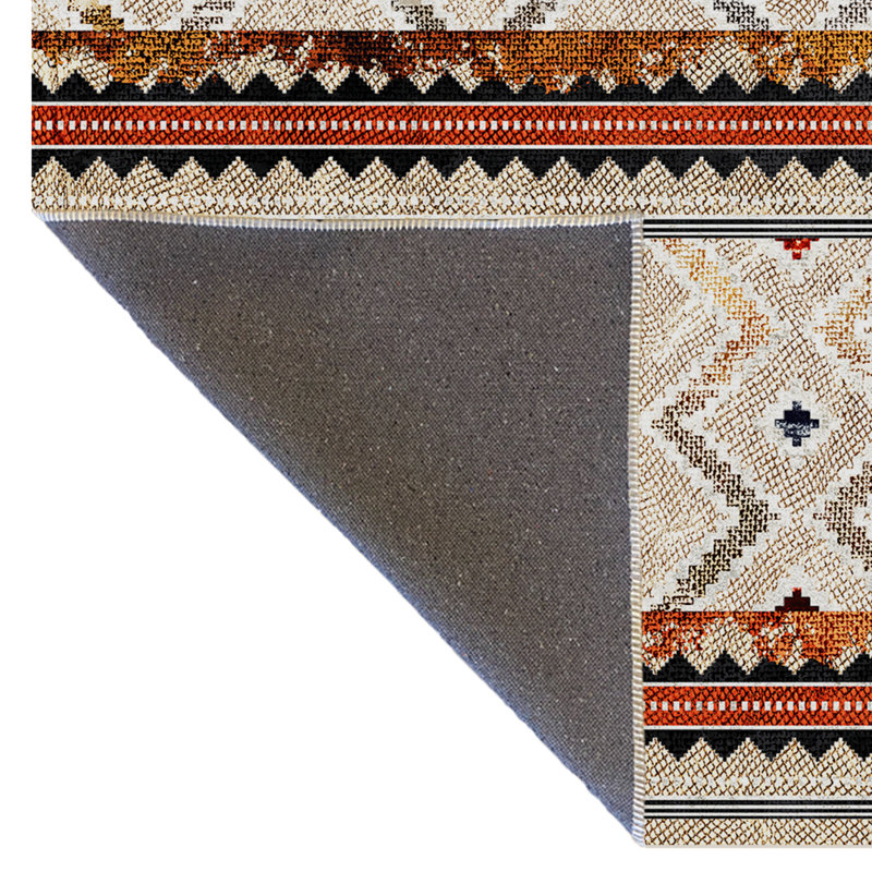 Tapis décoratif moderne à motif géométrique beige, Tapis de couloir 3 pi 9,81 po x 9 pi 10,11 po
