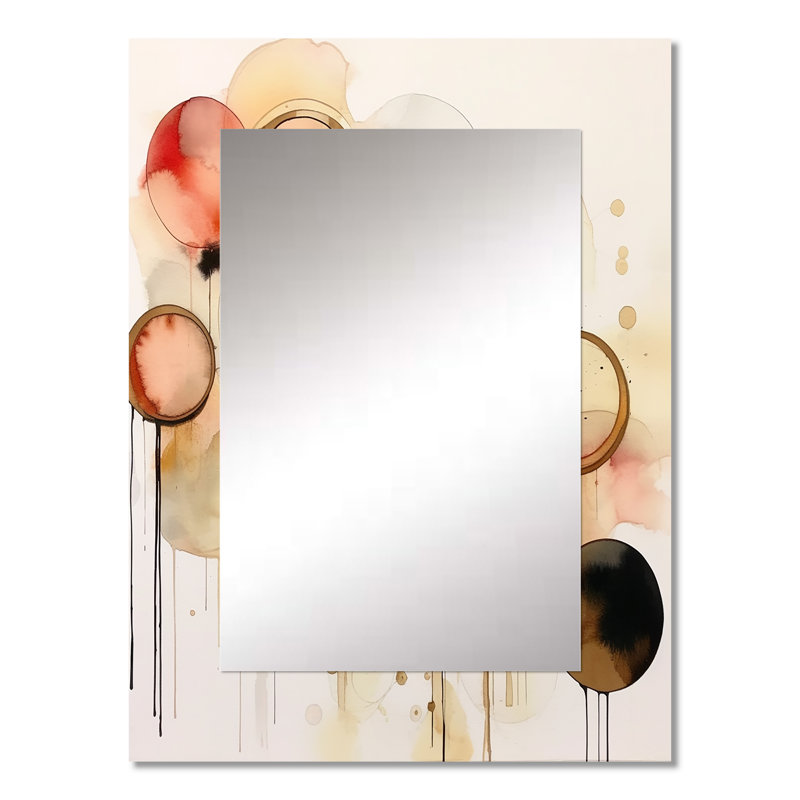 Afternoon Dreams Boho Chic Vintage Pink Gold IV - Geometric Mirror, Pink Decorative Wall Mirror, Printed Metal Art, 32" x 24"