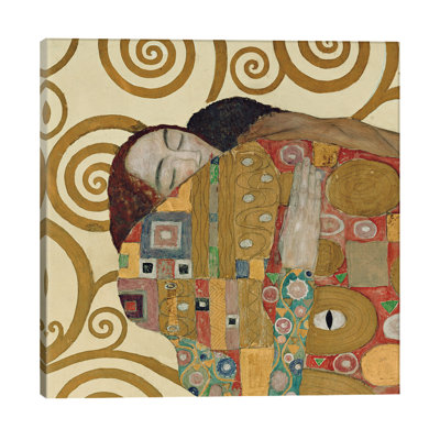 « die erfã1/4llung, square detail » par gustav klimt,, reproduction d’impression sur toile tendue