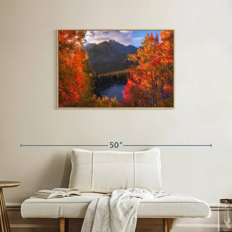 Rocky Mountain Autumn, Cadre flottant en bois naturel, 37 po x 25 po