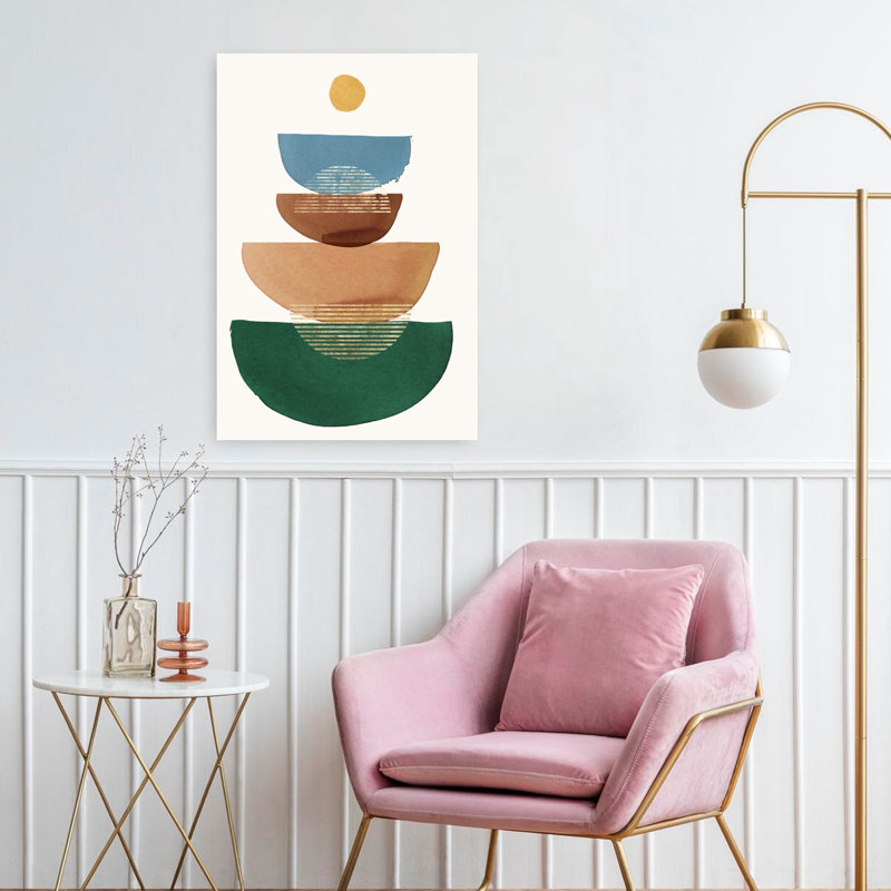Art minimaliste géométrique abstrait Luna II ludique, H 24 po x l 16 po