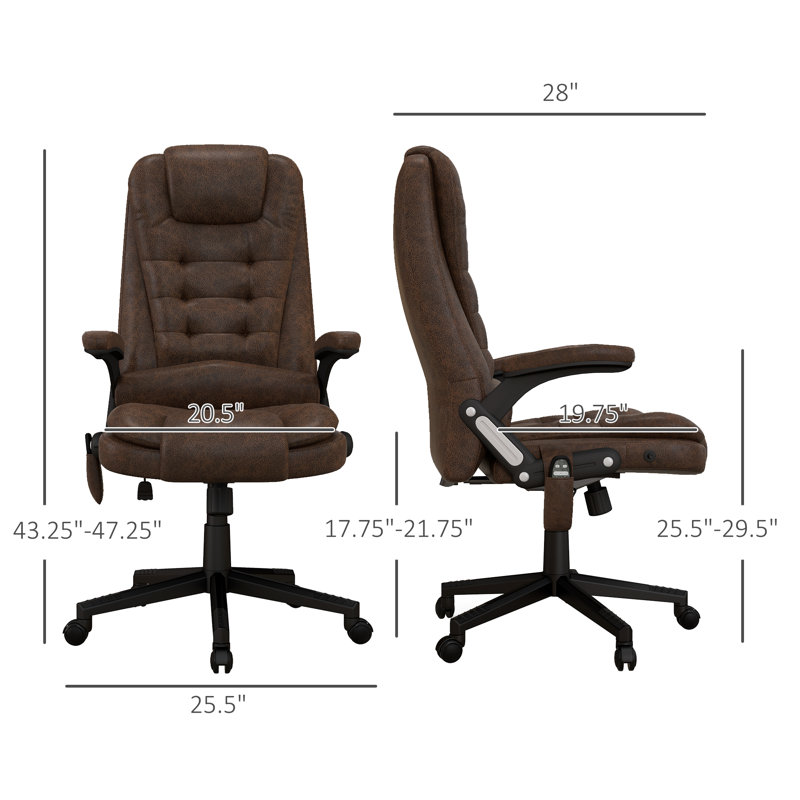 High Back Vibration Massage Office Chair with 6 Vibration Points, Heated Reclining with Remote, Dark Brown
