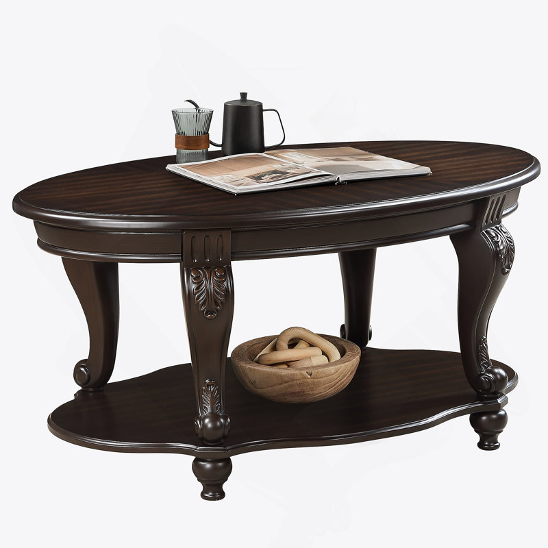 Mairie 42-inch Oval Wood Coffee Table, Espresso, Espresso