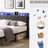 Full Platform Bed With Storage & Led Lights - Gray Upholstered Frame Headboard And Shelf Metal Construction, Gray, No Box Spring, Noise-, Easy Installation
