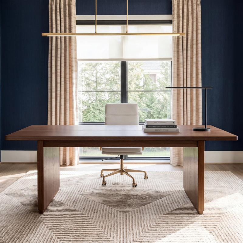 83.9'' W Solid Oak Executive Computer Desk