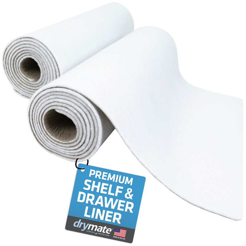 Premium Luxury Shelf & Drawer Liner, Thick Cushioned Fabric, Absorbent, Waterproof, Slip-Resistant, Non-Adhesive, Liners for Kitchen Cabinets, Cupboards (White) (12”x59”) (USA Made)